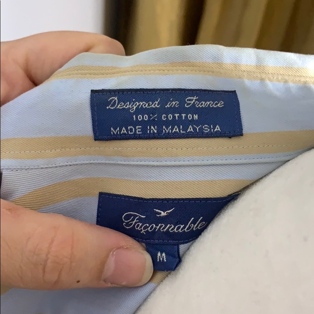 Faonnable Collared Blue/Cream Collared Work Shirt - image 7